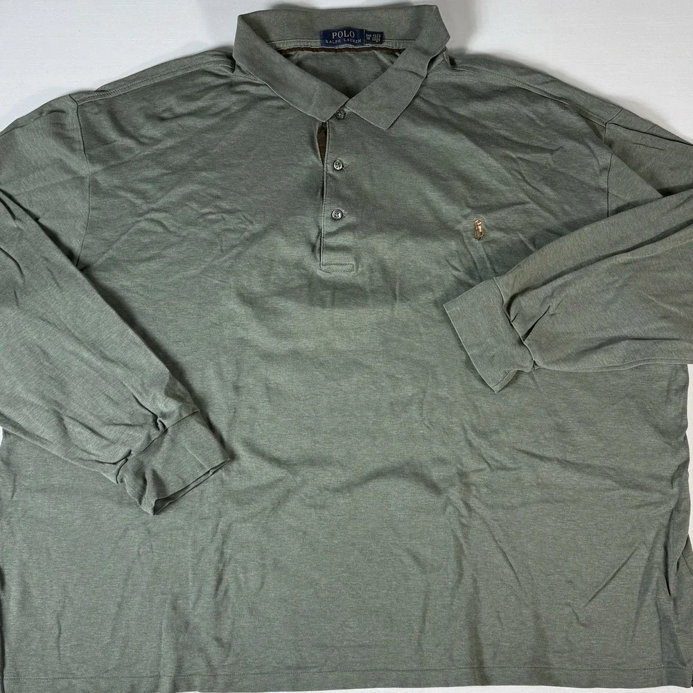 Polo‎ Ralph Lauren Mens 3XB Polo Shirt Long Sleeve Green